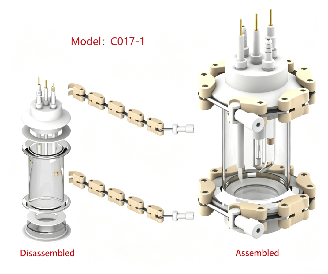 Semi-sealed Cylindrical Quartz Electrochemical Cell