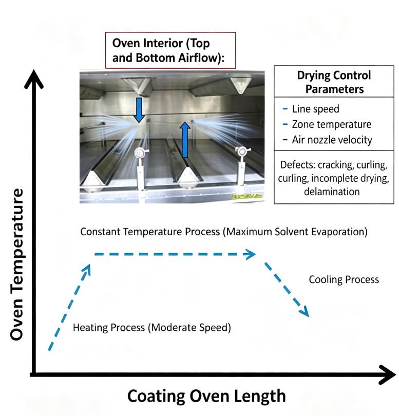 Mass coating oven top bottom air duct structure