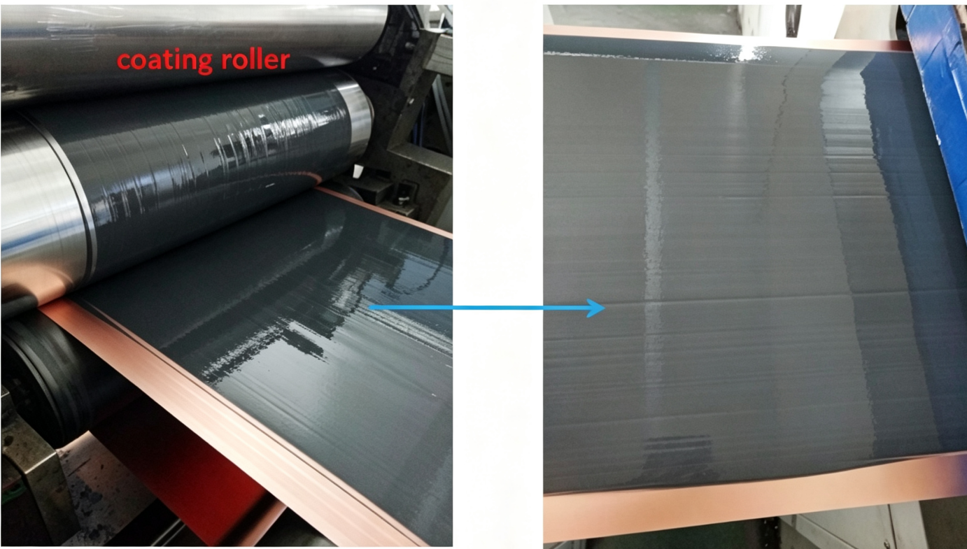 Physical comparison of parallel coating‑stripe textures on coating roller and defective lithium‑ion electrode surface caused by high‑viscosity slurry and uneven die‑web gap